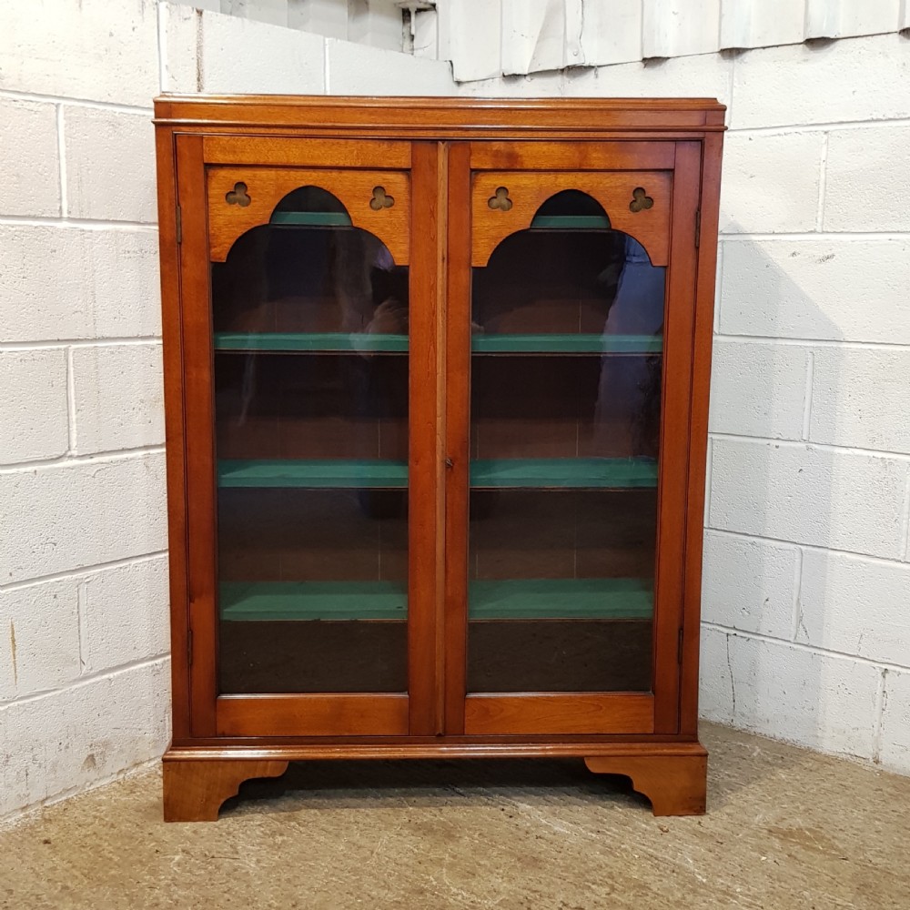 ANTIQUE ARTS & CRAFTS GOTHIC MAHOGANY BOOKCASE C1900 View II