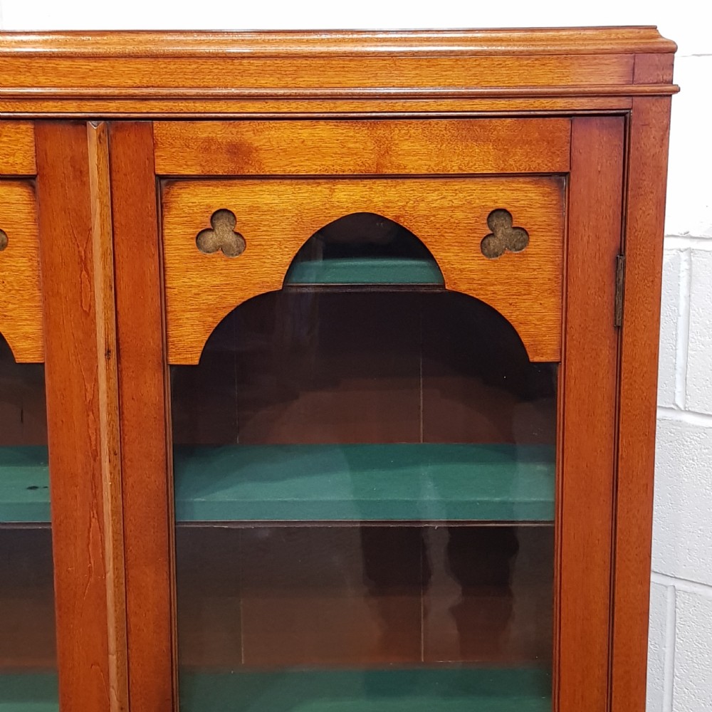 ANTIQUE ARTS & CRAFTS GOTHIC MAHOGANY BOOKCASE C1900 View IV