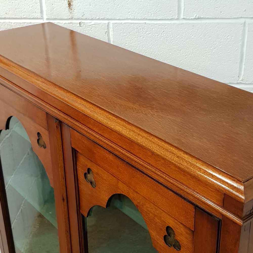 ANTIQUE ARTS & CRAFTS GOTHIC MAHOGANY BOOKCASE C1900 View V
