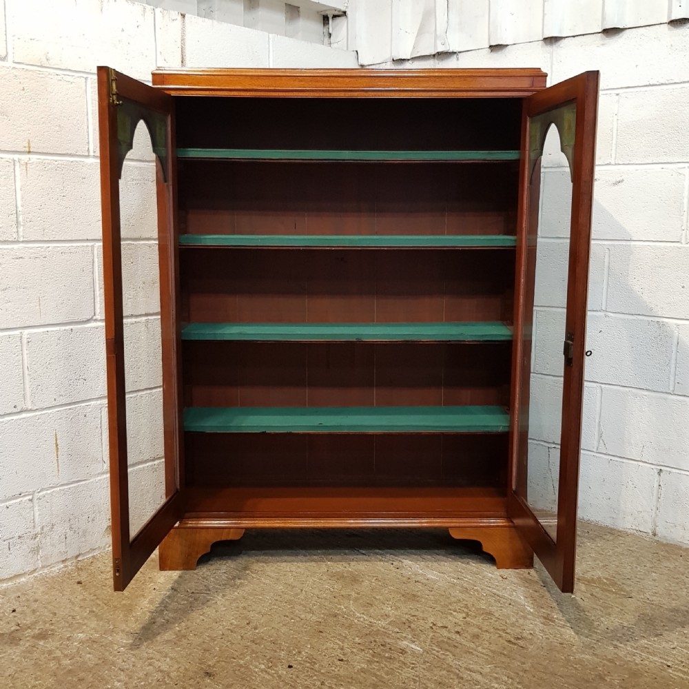 ANTIQUE ARTS & CRAFTS GOTHIC MAHOGANY BOOKCASE C1900 View VII