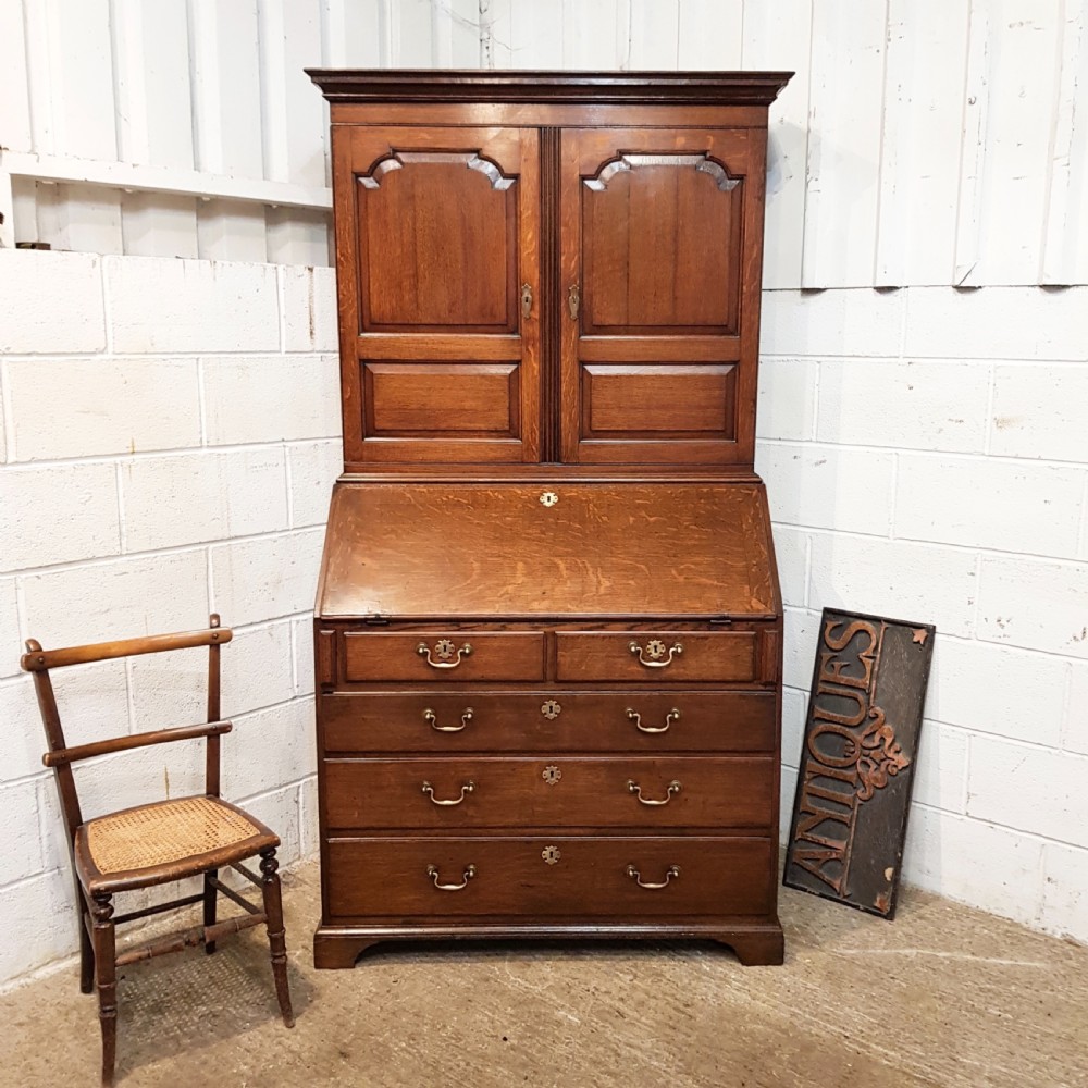 ANTIQUE 18TH CENTURY OAK BUREAU BOOKCASE C1780