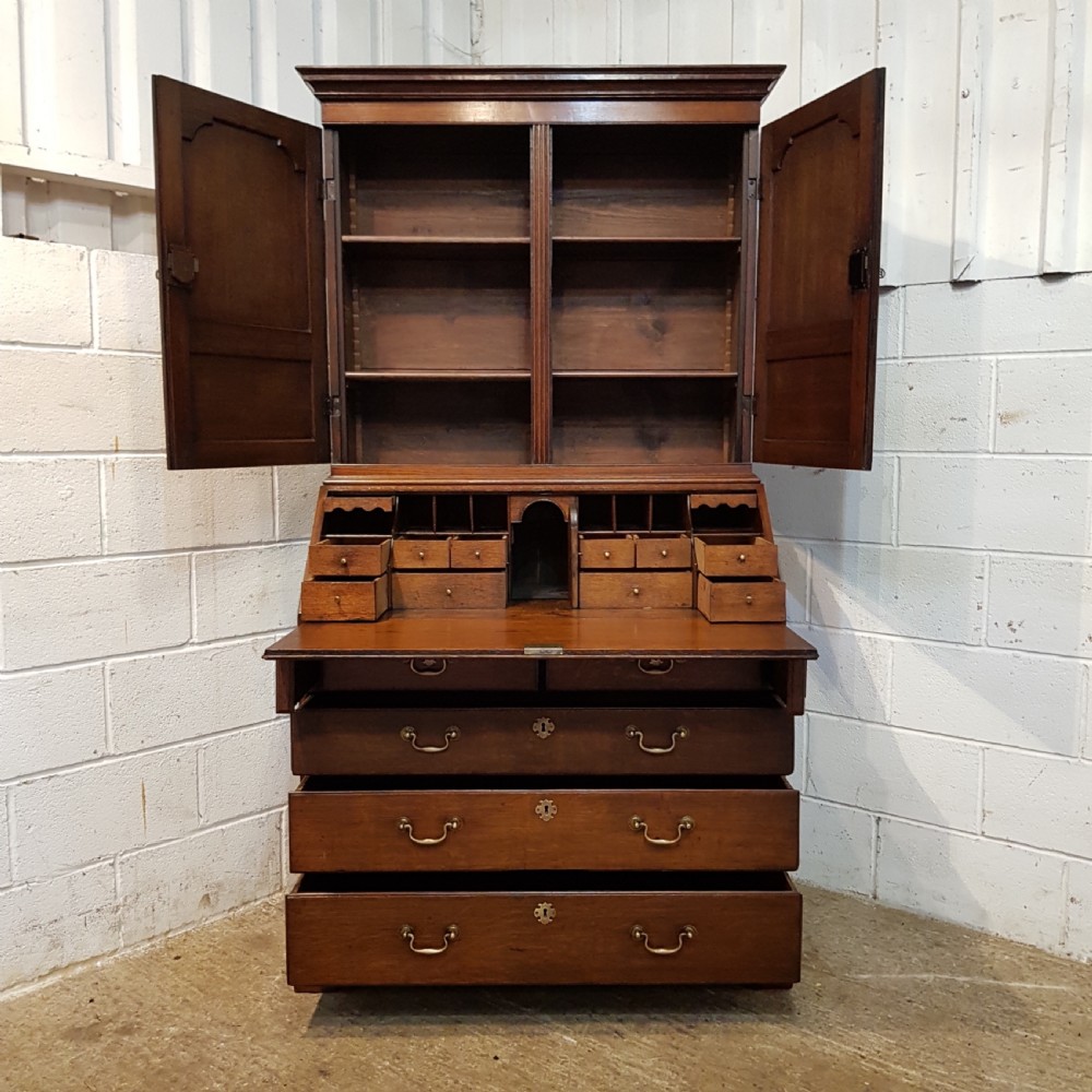 ANTIQUE 18TH CENTURY OAK BUREAU BOOKCASE C1780 View IX