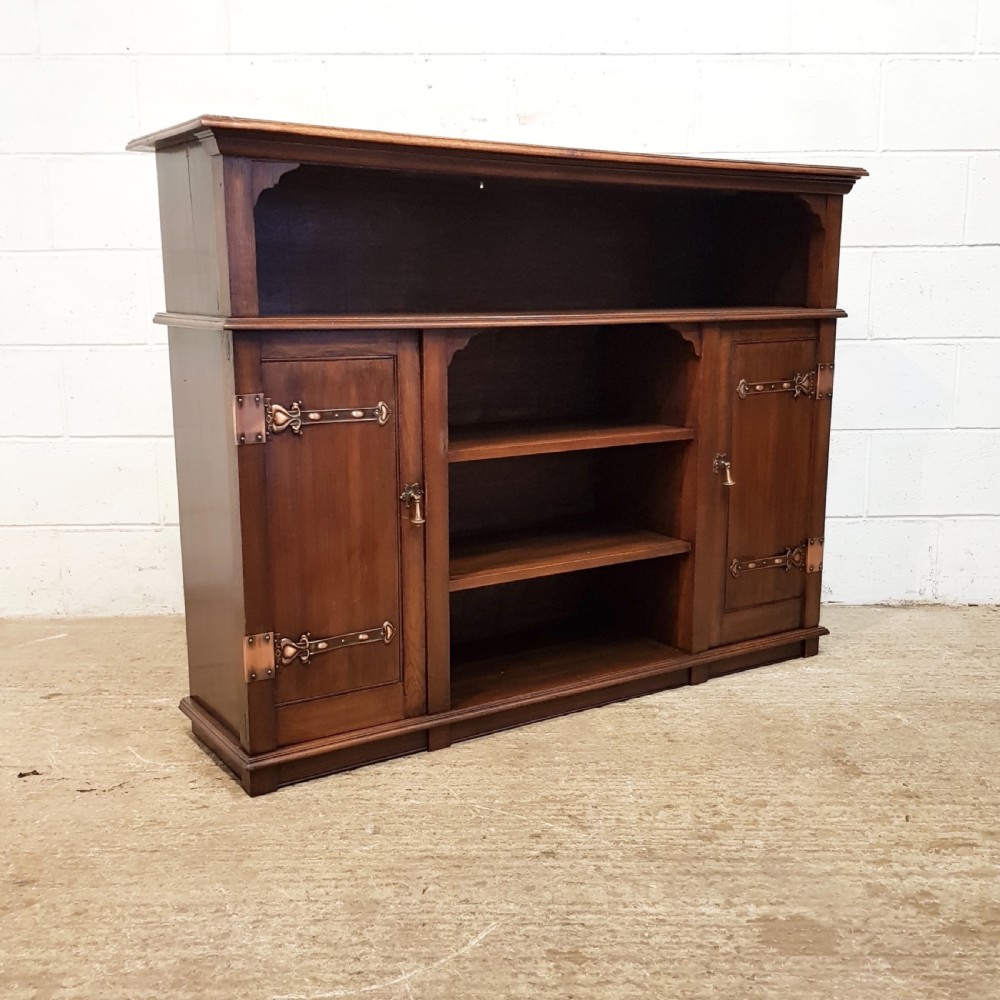 ANTIQUE ARTS & CRAFTS OAK OPEN BOOKCASE C1890 View VII