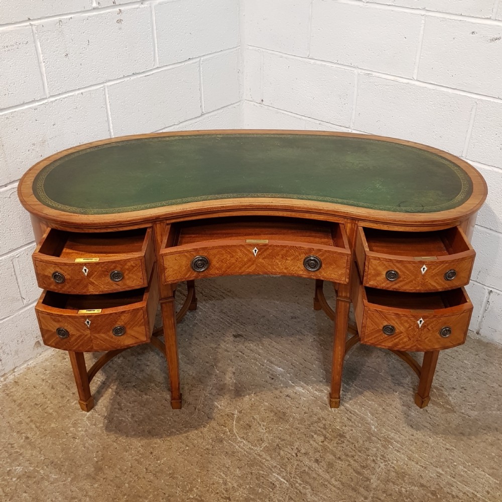 ANTIQUE LATE 19TH CENTURY SHERATON REVIVAL SATINWOOD DESK C1890 View VI