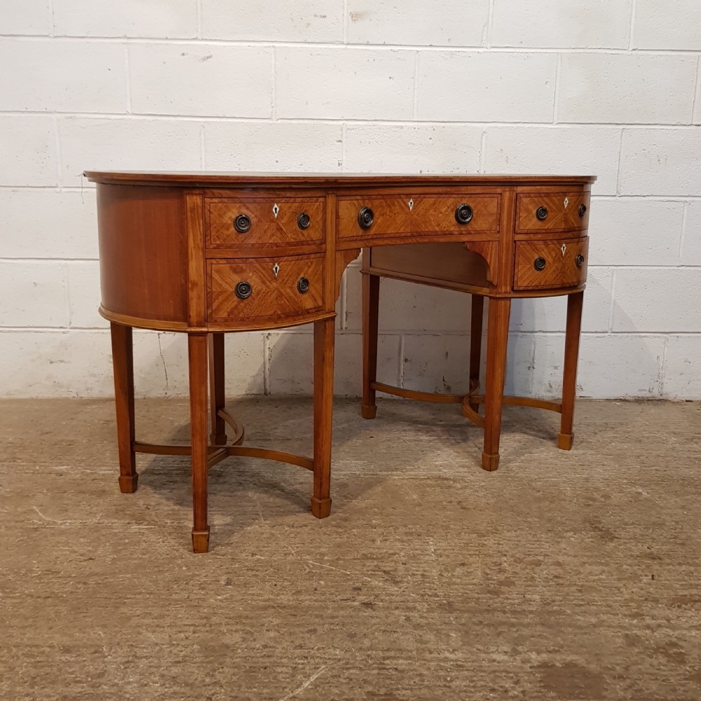 ANTIQUE LATE 19TH CENTURY SHERATON REVIVAL SATINWOOD DESK C1890 View VIII