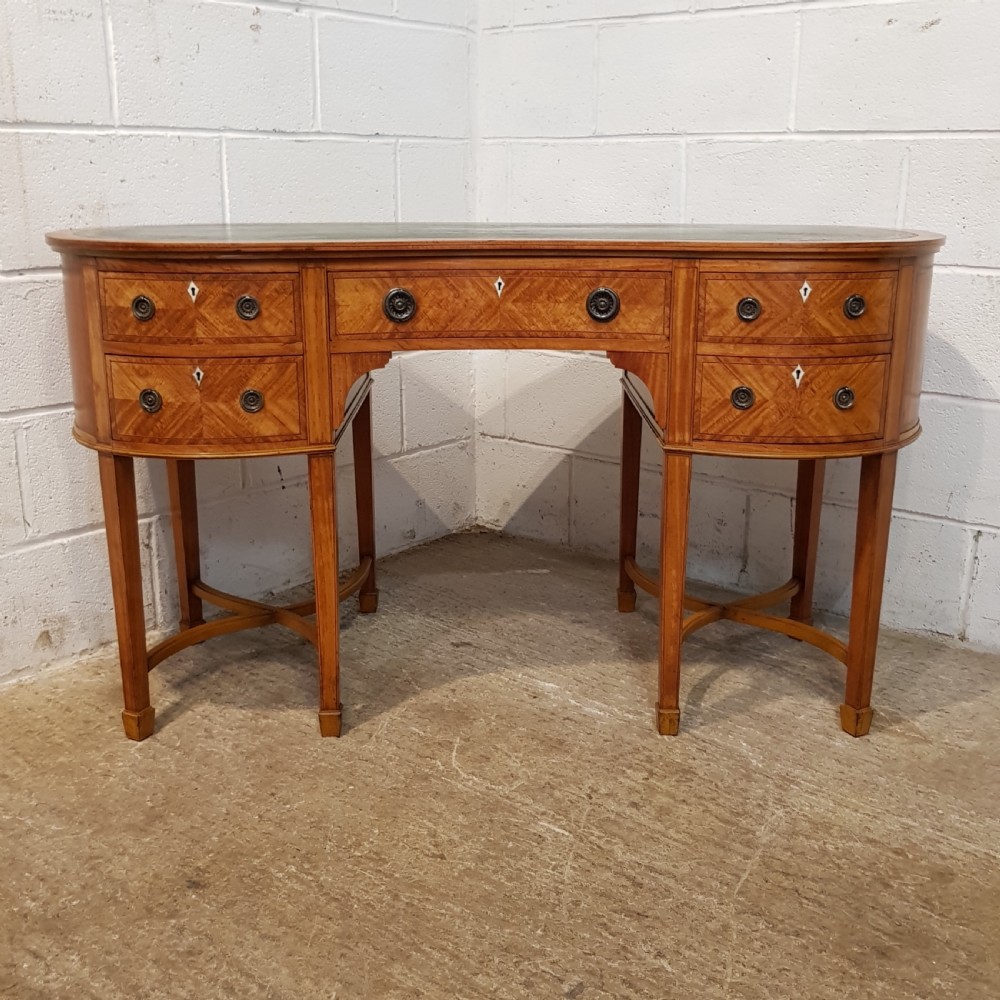 ANTIQUE LATE 19TH CENTURY SHERATON REVIVAL SATINWOOD DESK C1890 View XI