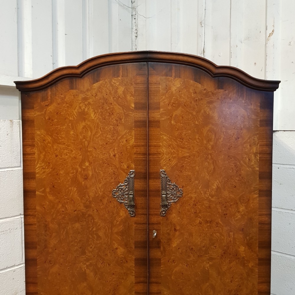 ANTIQUE BURR WALNUT TALLBOY WARDROBE C1920 View III