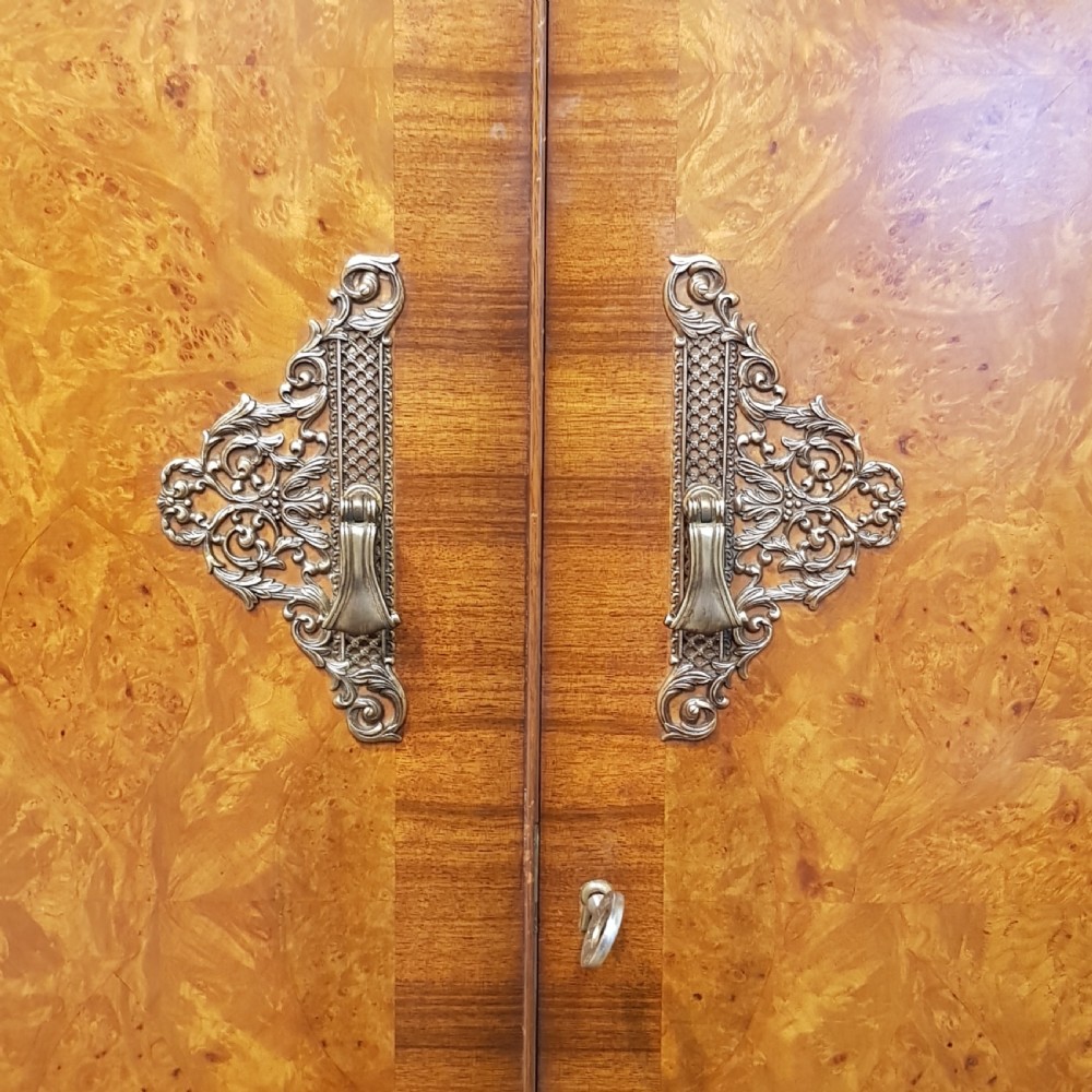 ANTIQUE BURR WALNUT TALLBOY WARDROBE C1920 View V