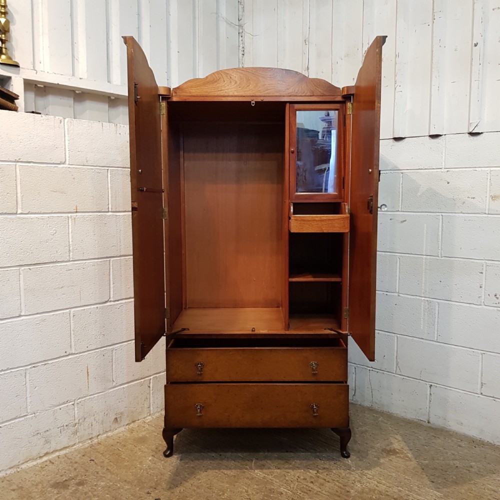 ANTIQUE BURR WALNUT TALLBOY WARDROBE C1920 View VI