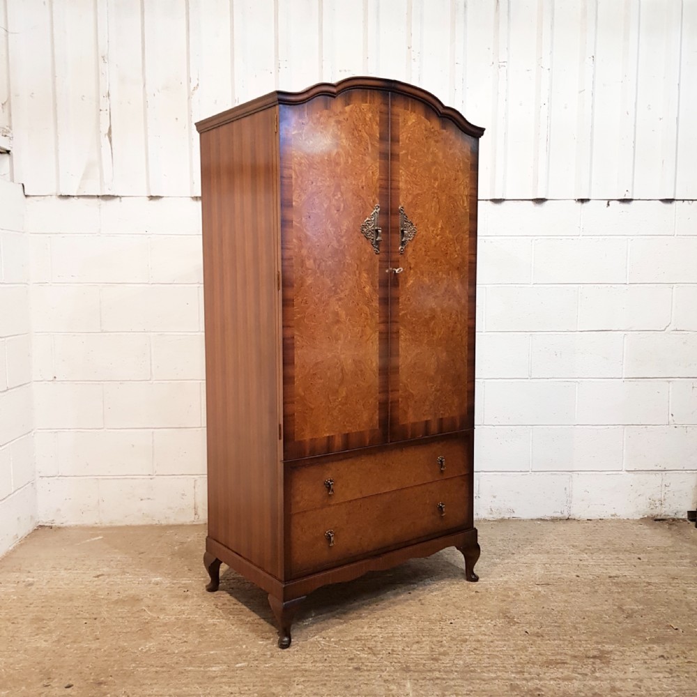 ANTIQUE BURR WALNUT TALLBOY WARDROBE C1920 View VII