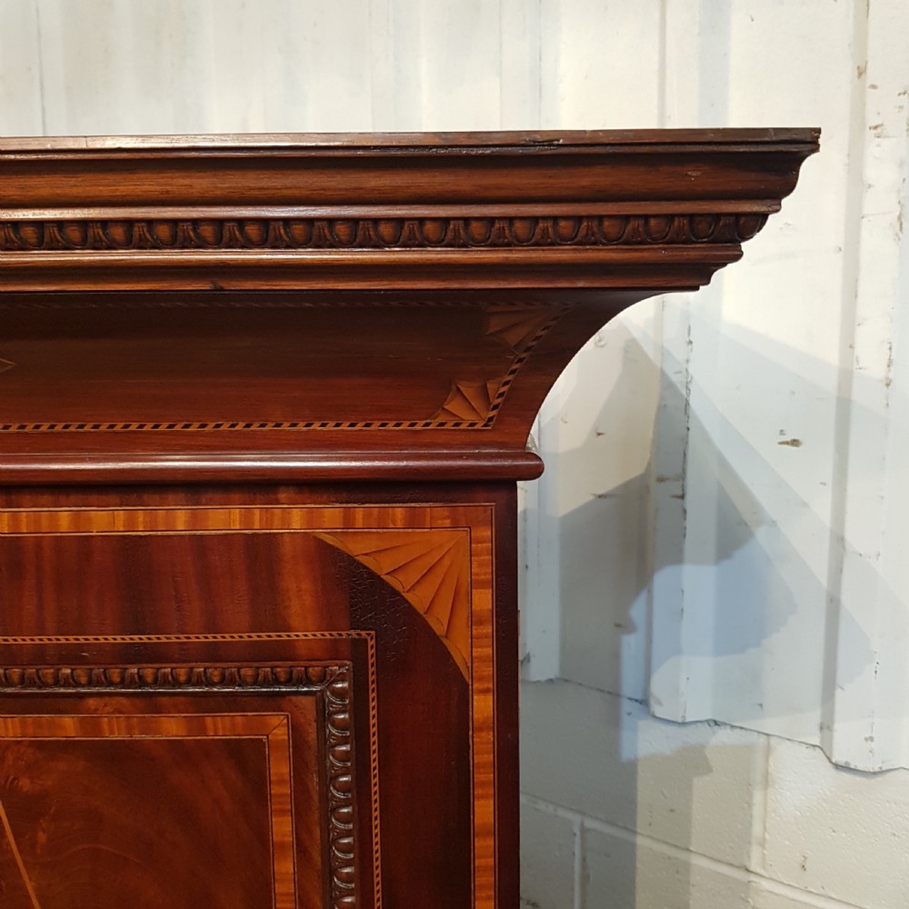 ANTIQUE LATE VICTORIAN REGENCY INLAID MAHOGANY TRIPLE BREAKFRONT WARDROBE C1890 View VIII