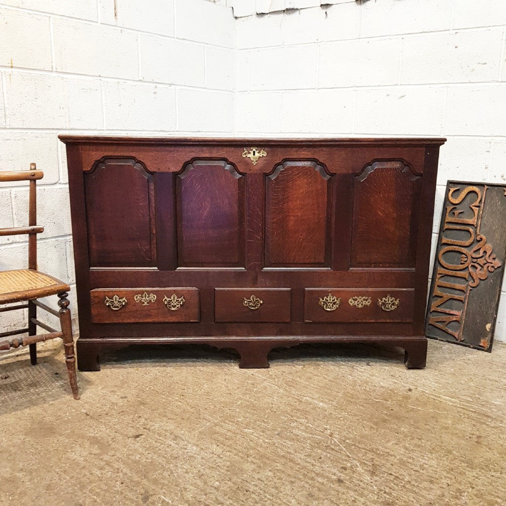 ANTIQUE LARGE MID 18TH CENTURY COUNTRY JOINED OAK MULE CHEST C1760