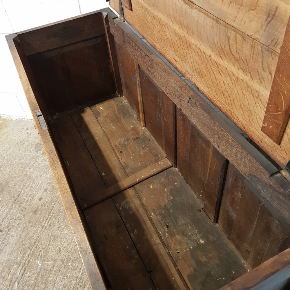 ANTIQUE LARGE MID 18TH CENTURY COUNTRY JOINED OAK MULE CHEST C1760 View III