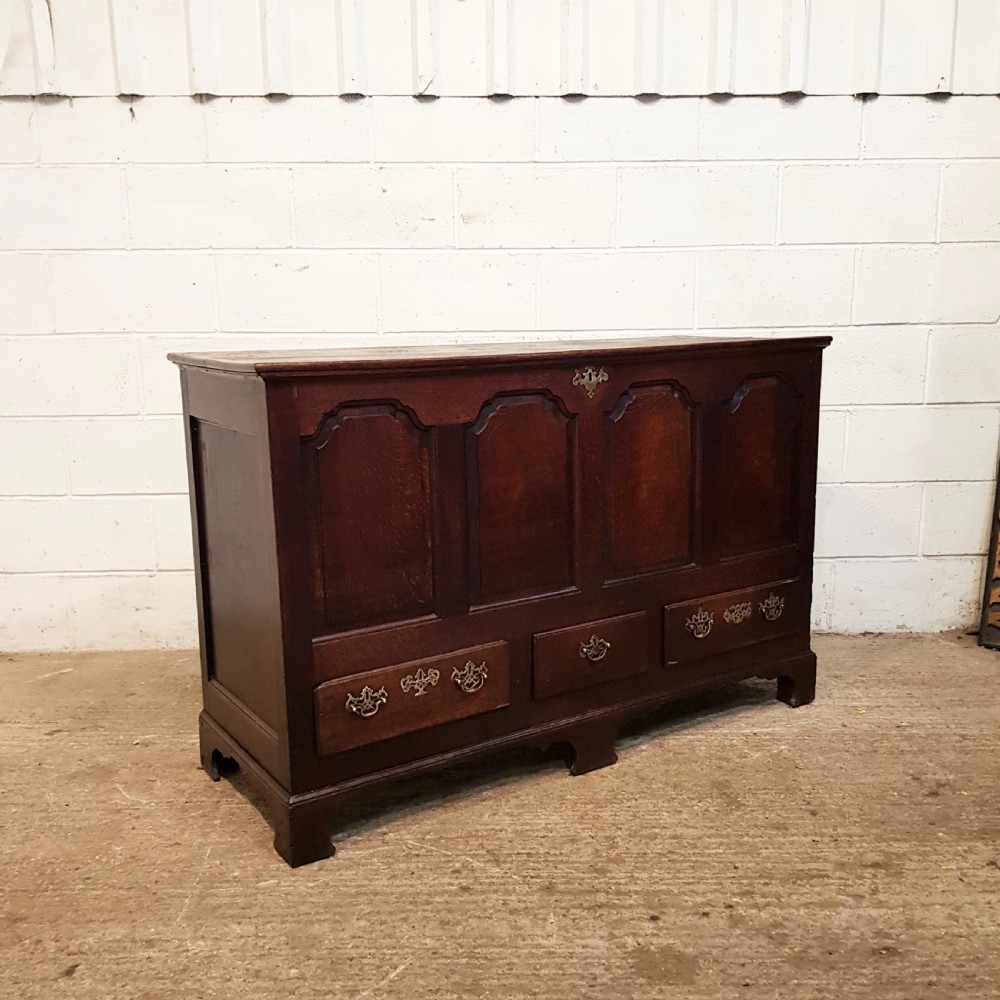 ANTIQUE LARGE MID 18TH CENTURY COUNTRY JOINED OAK MULE CHEST C1760 View IX