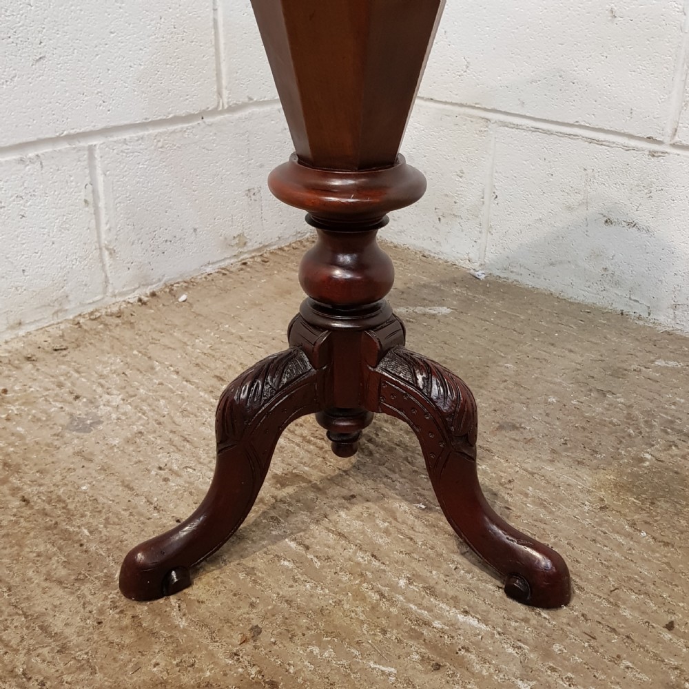 ANTIQUE VICTORIAN MAHOGANY TRUMPET WORKBOX C1880 View III