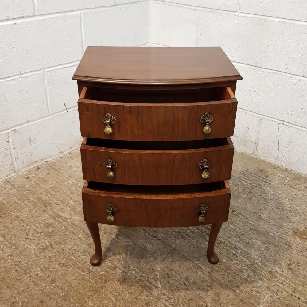 ANTIQUE PAIR WALNUT BOW FRONT BEST SIDE CHESTS  C1920 View II