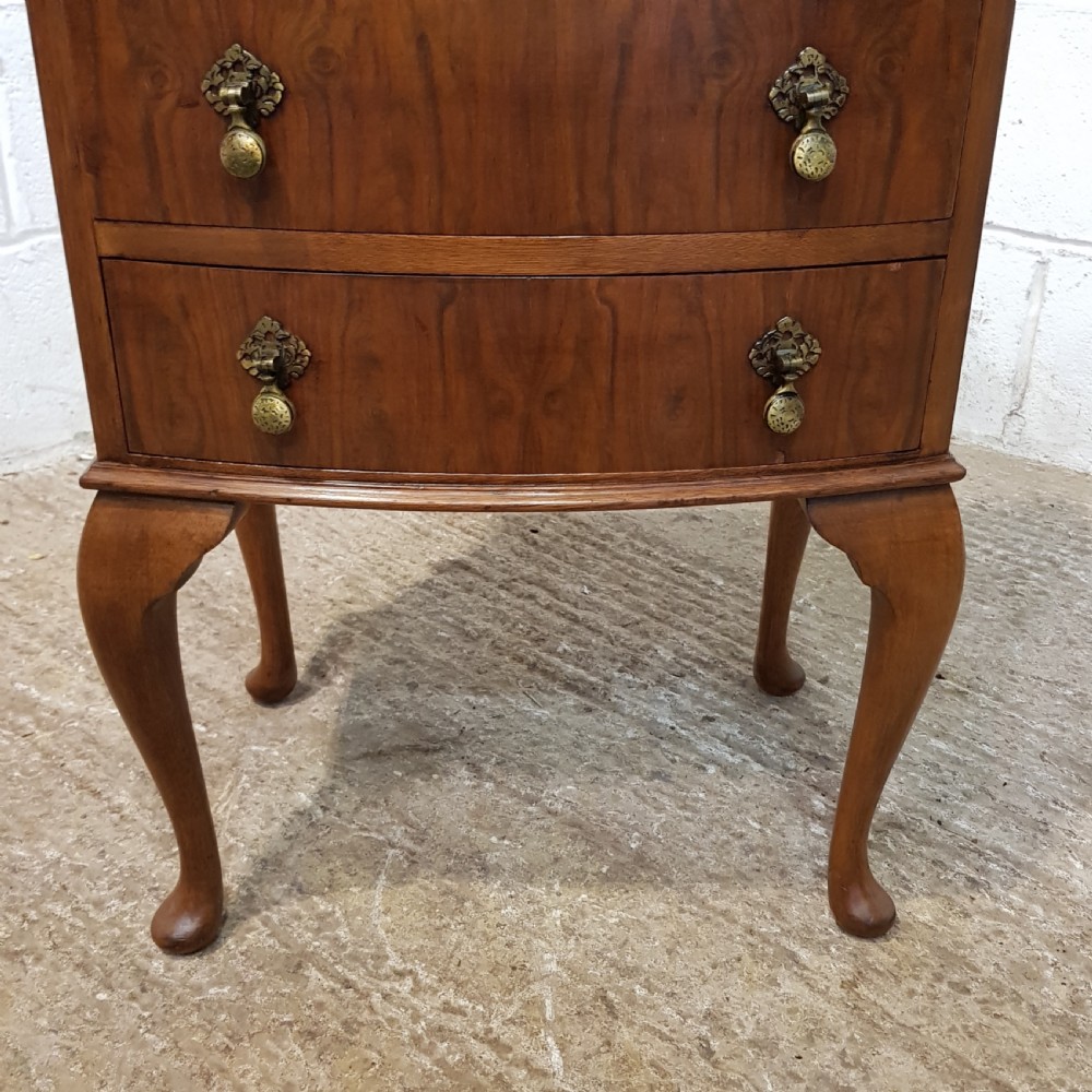 ANTIQUE PAIR WALNUT BOW FRONT BEST SIDE CHESTS  C1920 View VI