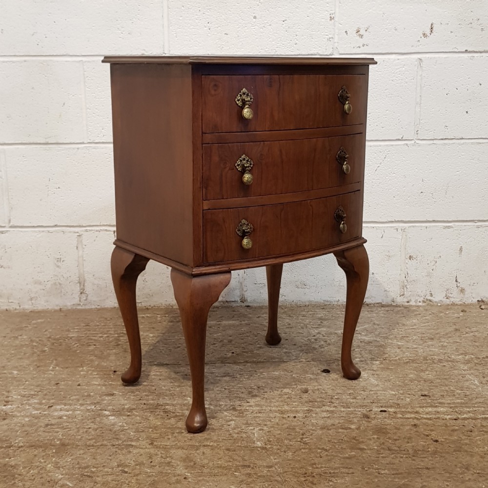 ANTIQUE PAIR WALNUT BOW FRONT BEST SIDE CHESTS  C1920 View VII
