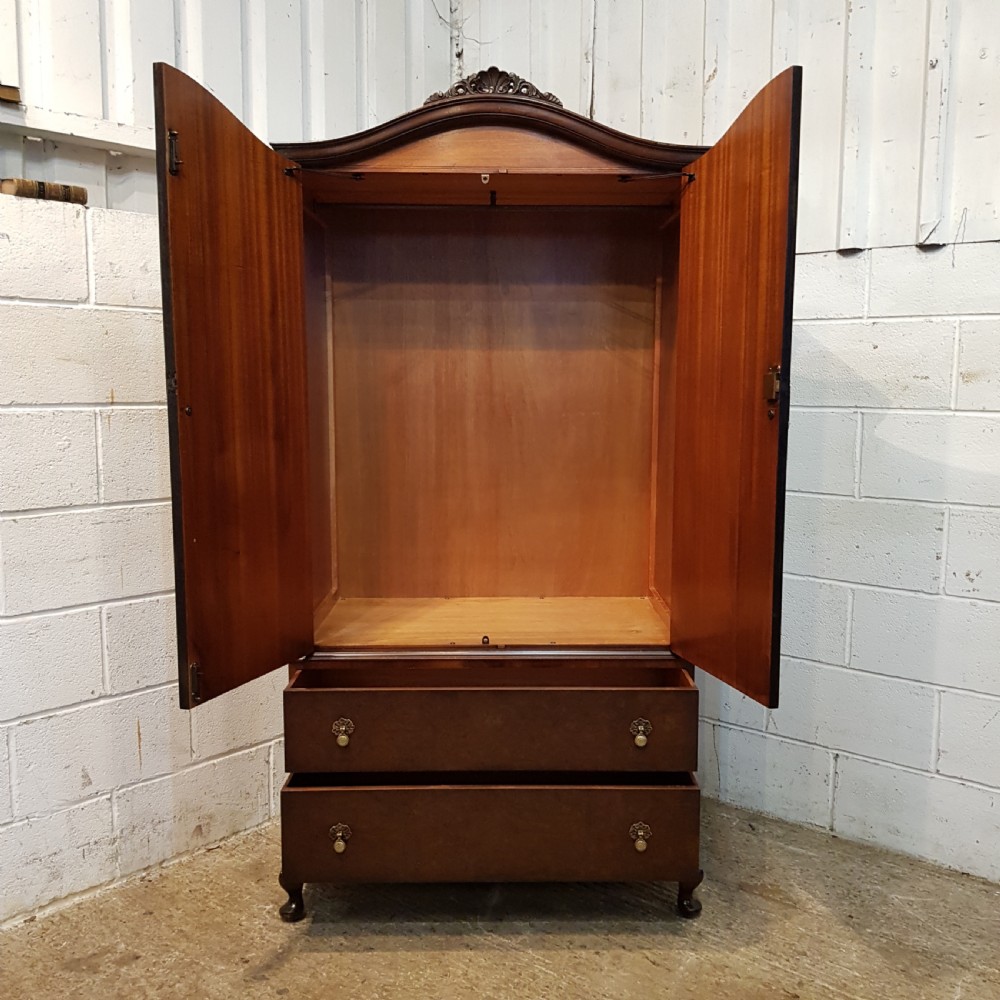 ANTIQUE BURR WALNUT SERPENTINE TALLBOY C1920 View IV