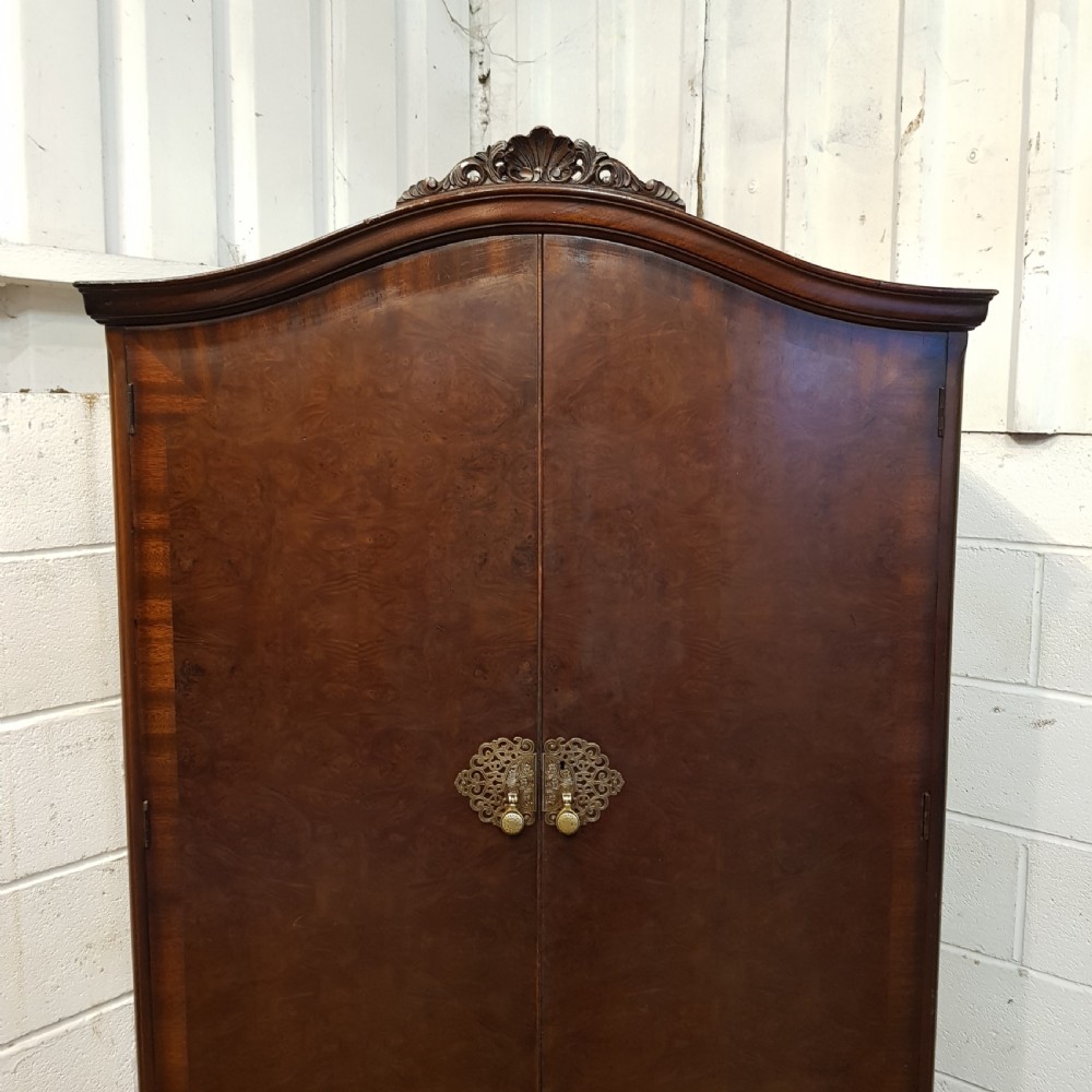 ANTIQUE BURR WALNUT SERPENTINE TALLBOY C1920 View VII