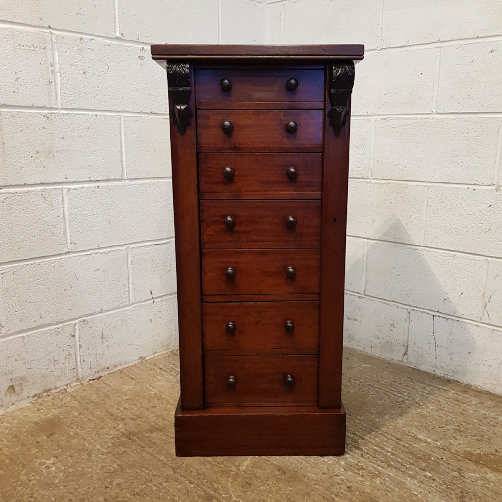 ANTIQUE VICTORIAN MAHOGANY WELLINGTON CHEST OF DRAWERS C1880 View II