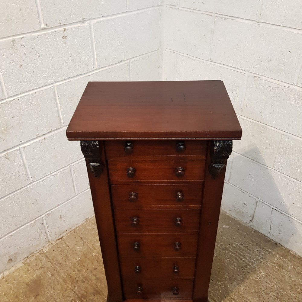 ANTIQUE VICTORIAN MAHOGANY WELLINGTON CHEST OF DRAWERS C1880 View III