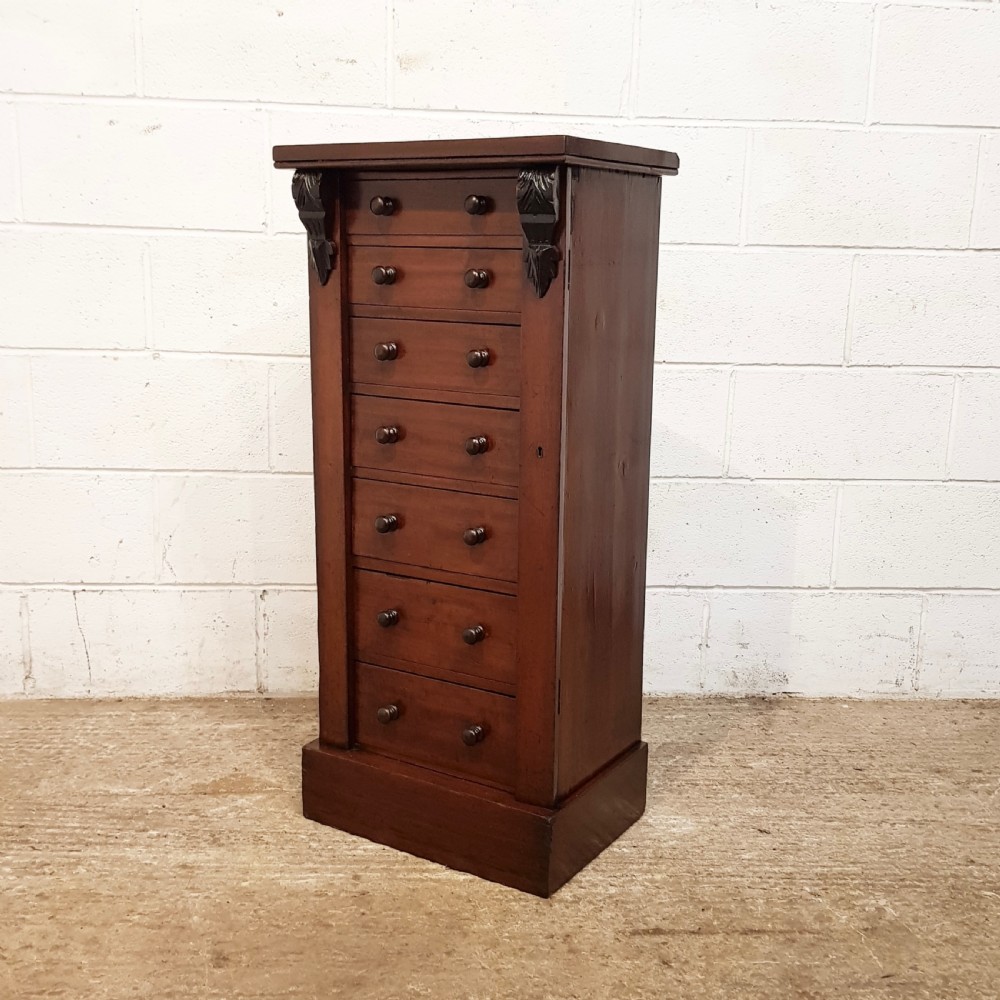 ANTIQUE VICTORIAN MAHOGANY WELLINGTON CHEST OF DRAWERS C1880 View VI