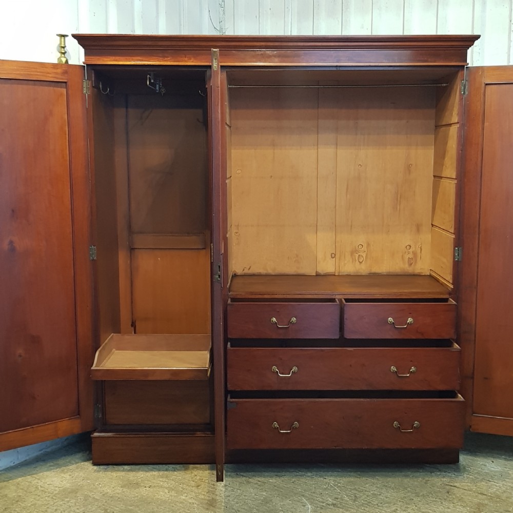 ANTIQUE VICTORIAN MAHOGANY TRIPLE WARDROBE C1880 View III