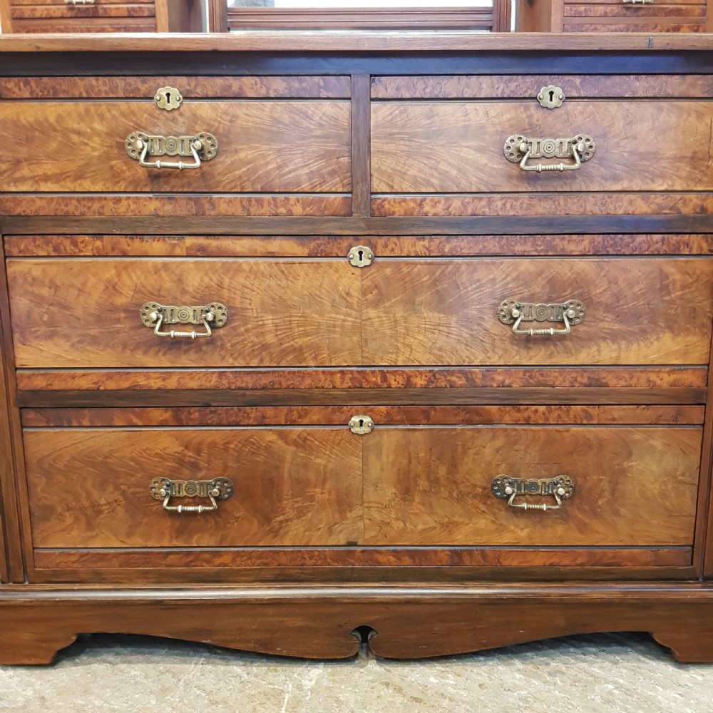 ANTIQUE LATE VICTORIAN BURR WALNUT DRESSING TABLE CHEST C1890 View VI