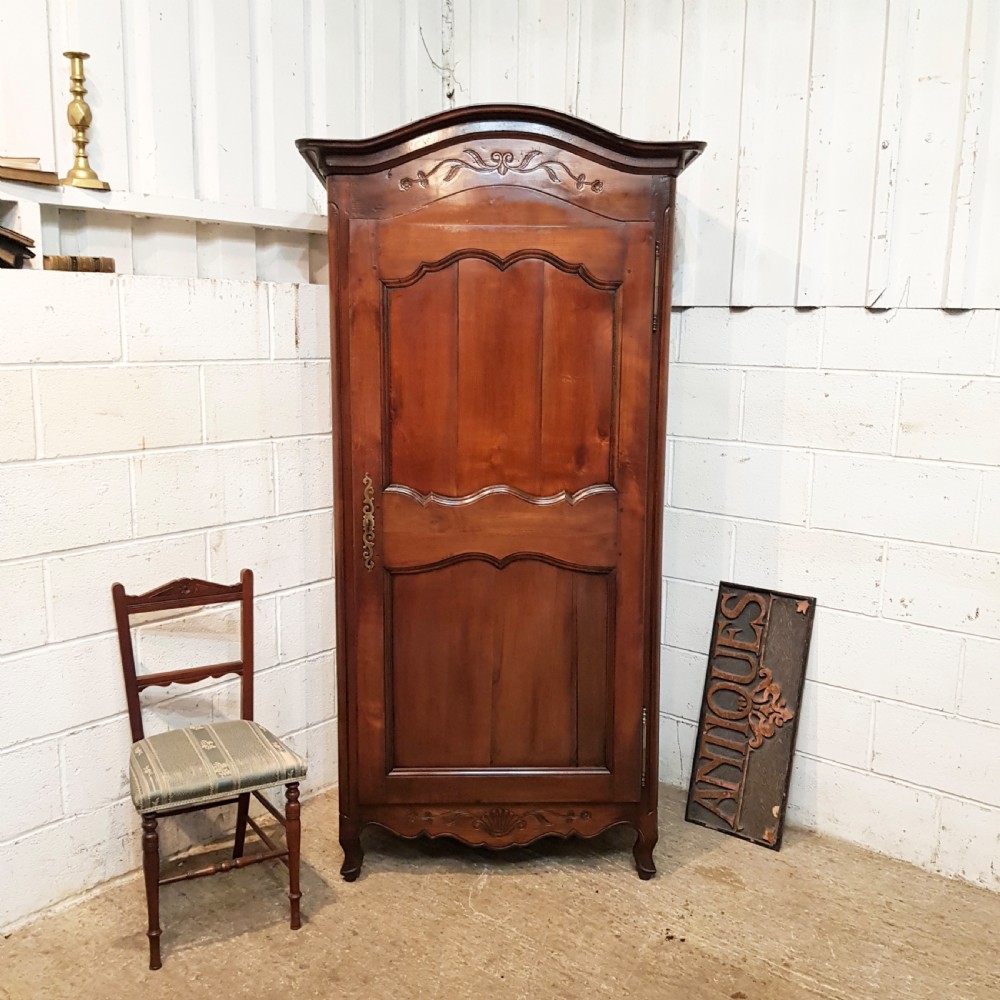 ANTIQUE FRENCH FRUITWOOD SINGLE ARMOIRE C1890