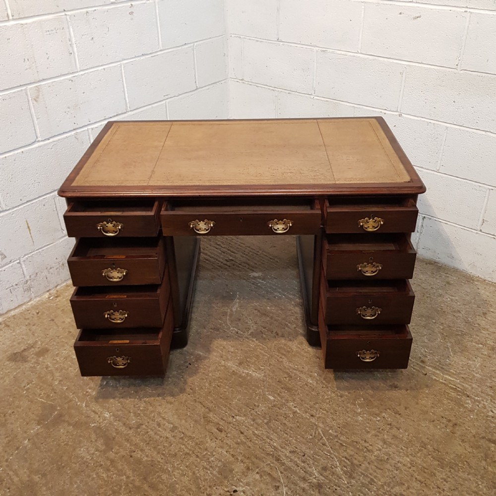 ANTIQUE VICTORIAN MAHOGANY PEDESTAL DESK C1880 View II