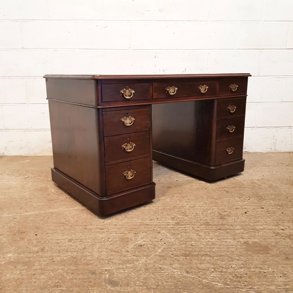 ANTIQUE VICTORIAN MAHOGANY PEDESTAL DESK C1880 View IV