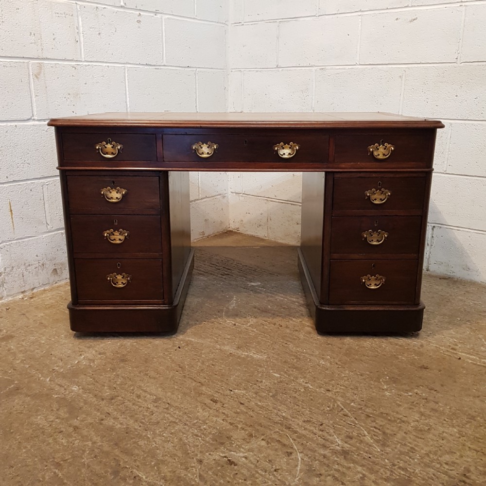 ANTIQUE VICTORIAN MAHOGANY PEDESTAL DESK C1880 View V