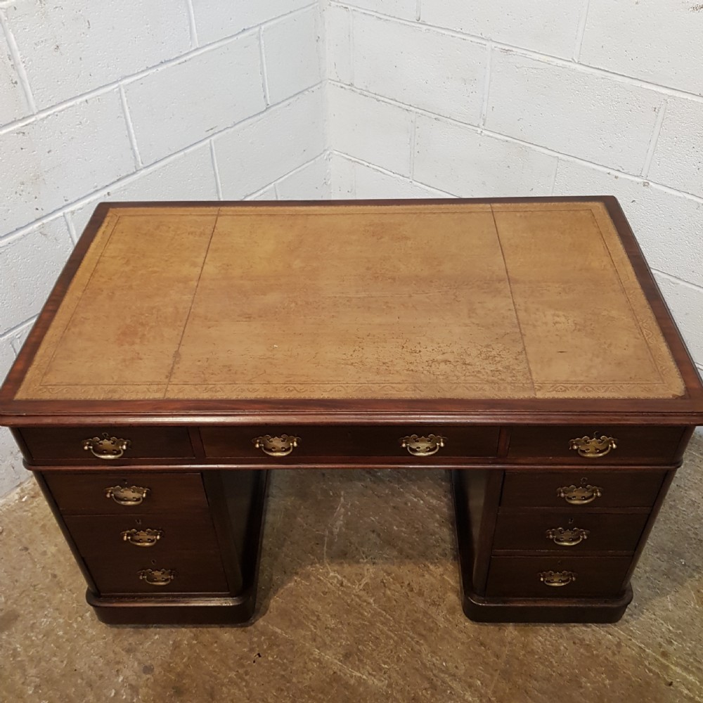 ANTIQUE VICTORIAN MAHOGANY PEDESTAL DESK C1880 View VI