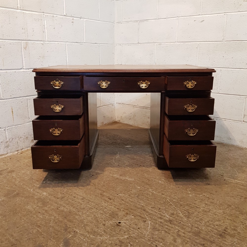 ANTIQUE VICTORIAN MAHOGANY PEDESTAL DESK C1880 View VII
