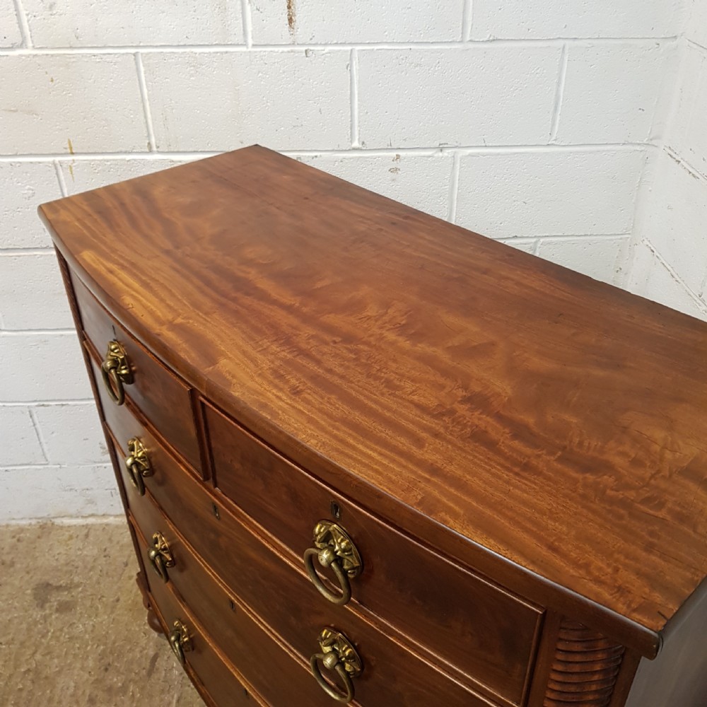 ANTIQUE REGENCY MAHOGANY BOW FRONT CHEST OF DRAWERS C1820 View III