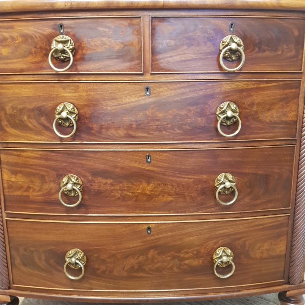 ANTIQUE REGENCY MAHOGANY BOW FRONT CHEST OF DRAWERS C1820 View IV