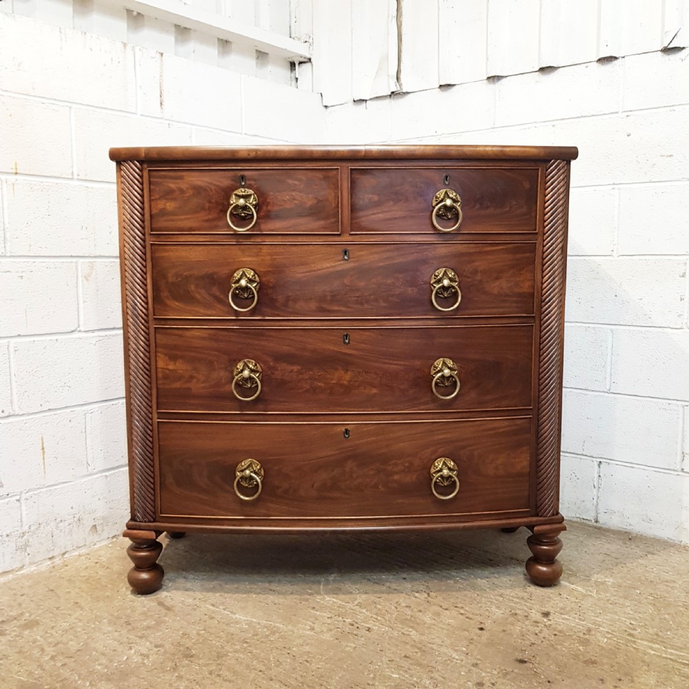 ANTIQUE REGENCY MAHOGANY BOW FRONT CHEST OF DRAWERS C1820 View VI