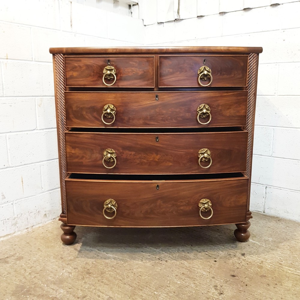 ANTIQUE REGENCY MAHOGANY BOW FRONT CHEST OF DRAWERS C1820 View VII