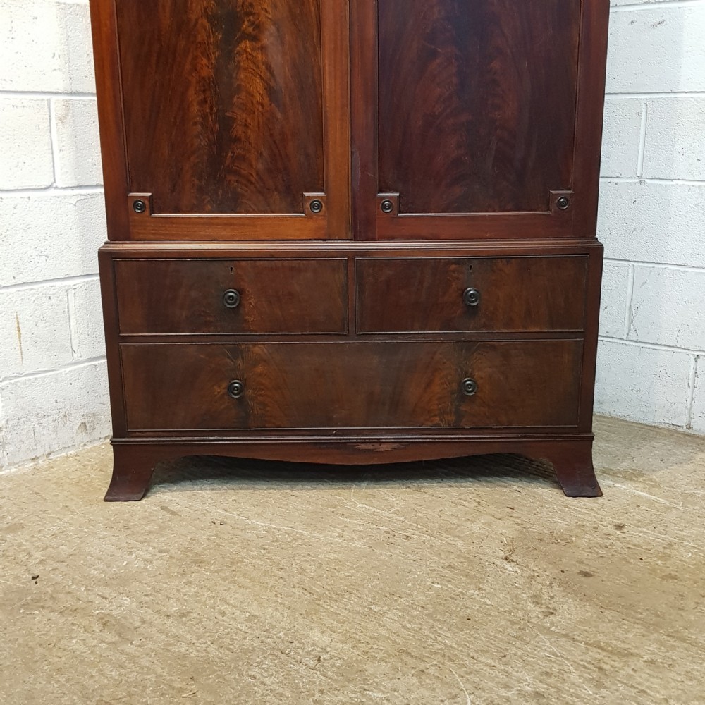ANTIQUE EDWARDIAN REGENCY MAHOGANY WARDROBE PRESS C 1900 View II