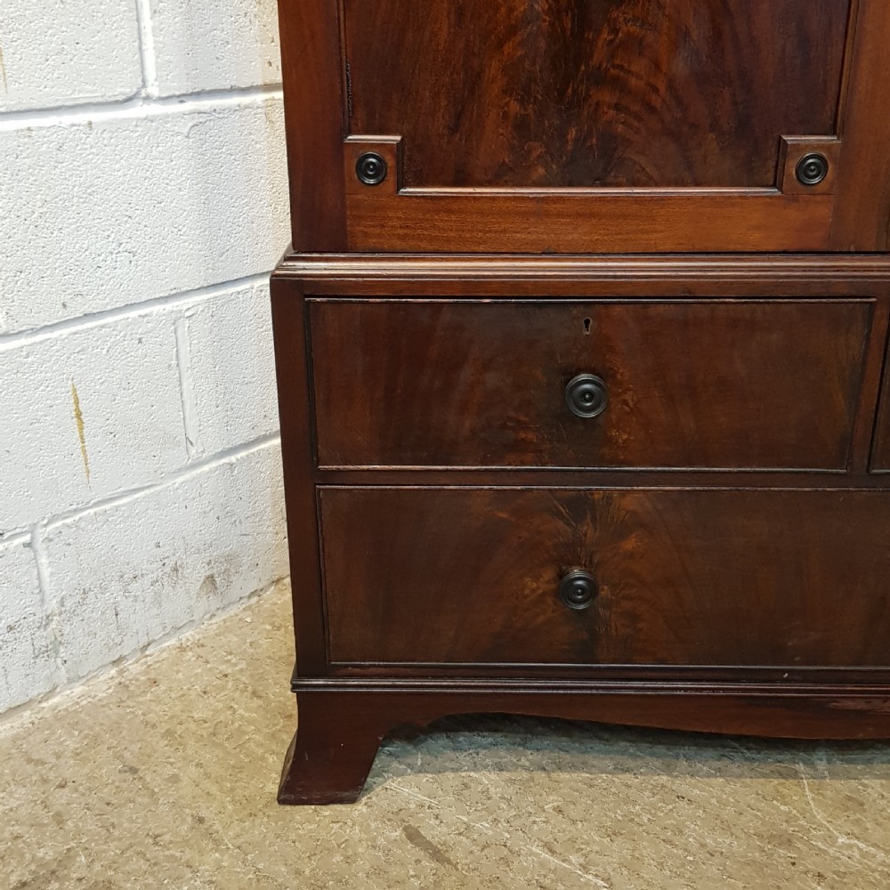 ANTIQUE EDWARDIAN REGENCY MAHOGANY WARDROBE PRESS C 1900 View VII