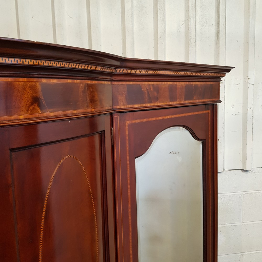 ANTIQUE LATE VICTORIAN INLAID MAHOGANY TRIPLE WARDROBE C1890 View III