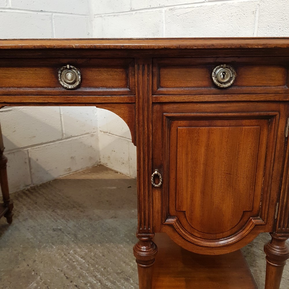 ANTIQUE EDWARDIAN MAHOGANY LEATHER TOPPED TWIN  PEDESTAL DESK 1900 View X