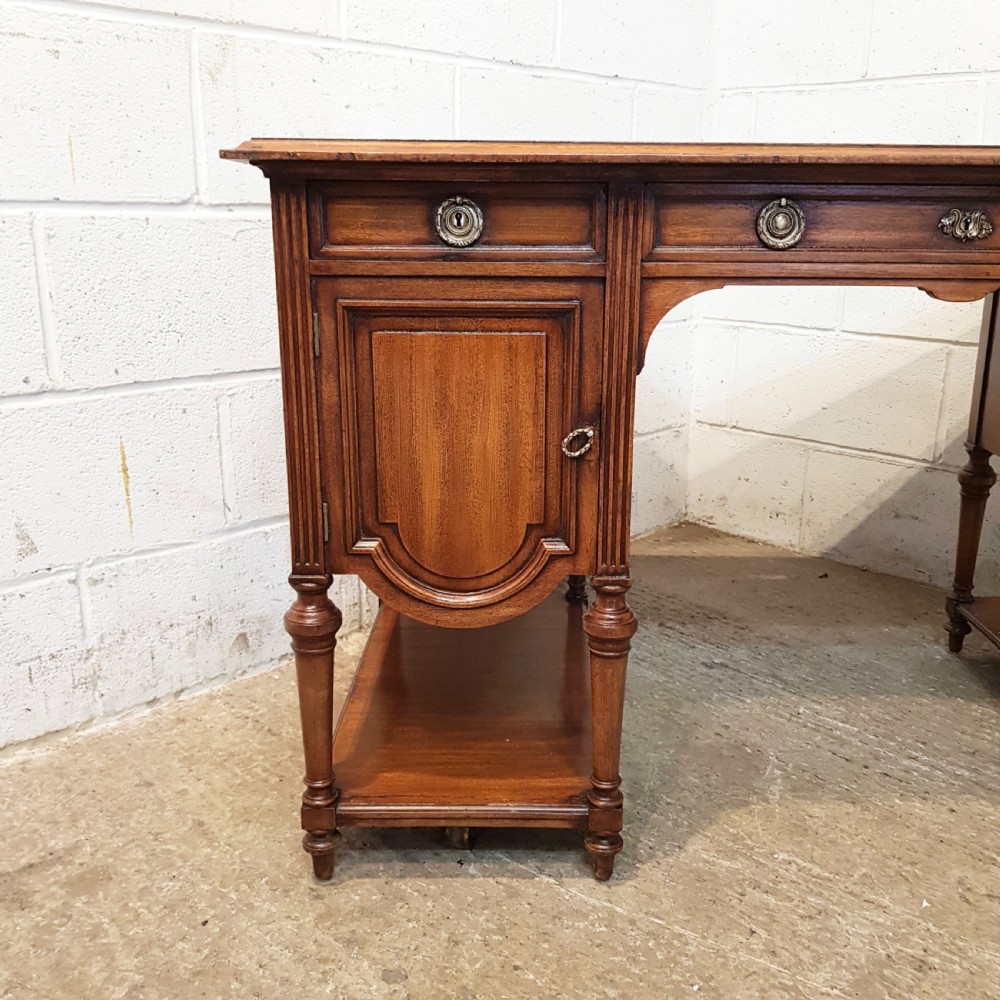 ANTIQUE EDWARDIAN MAHOGANY LEATHER TOPPED TWIN  PEDESTAL DESK 1900 View XI
