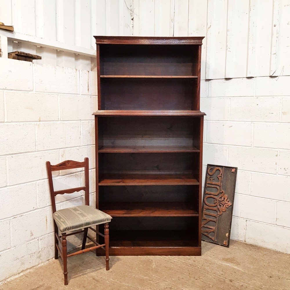 ANTIQUE MAHOGANY TALL OPEN BOOKCASE C1920