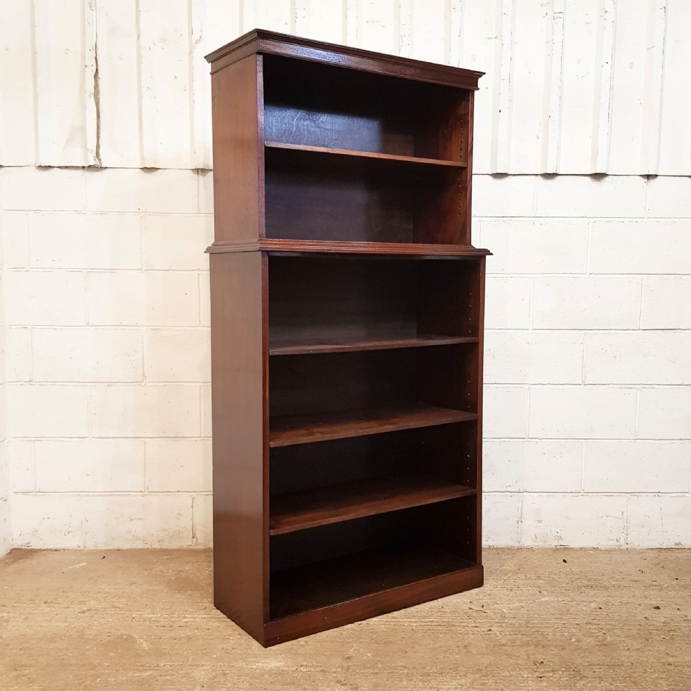 ANTIQUE MAHOGANY TALL OPEN BOOKCASE C1920 View III