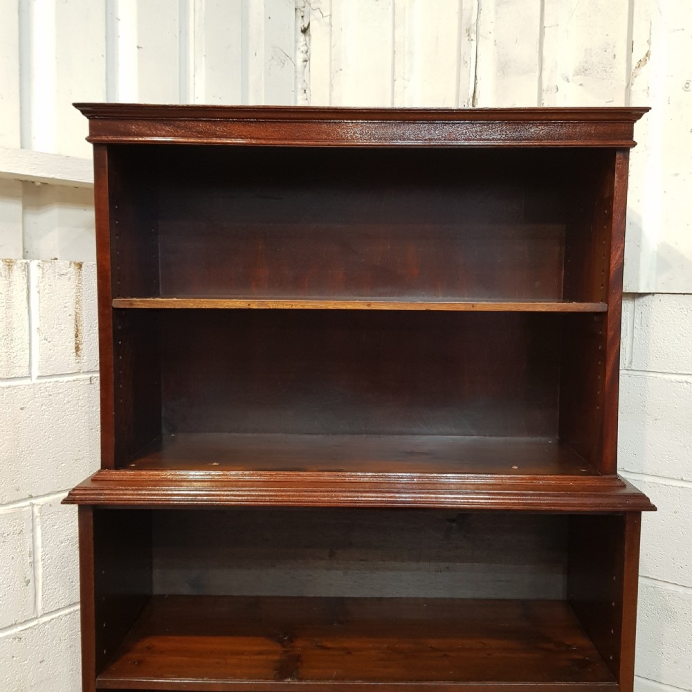 ANTIQUE MAHOGANY TALL OPEN BOOKCASE C1920 View IV