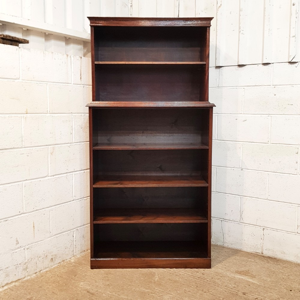 ANTIQUE MAHOGANY TALL OPEN BOOKCASE C1920 View VI