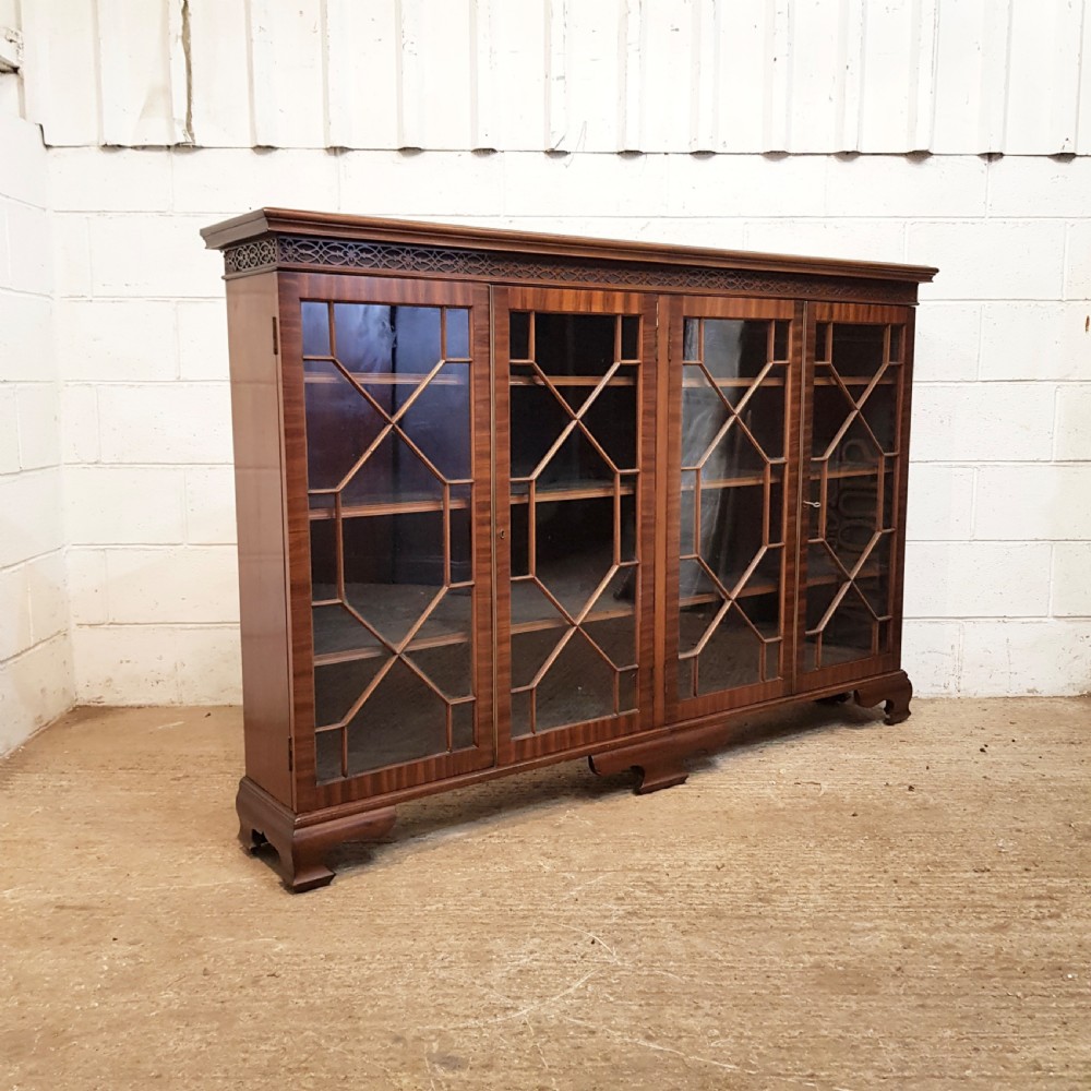 ANTIQUE LATE VICTORIAN MAHOGANY ASTRAGAL GLAZED BOOKCASE C1890 View V