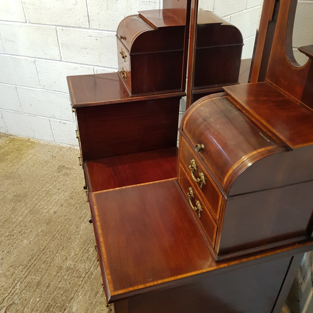 ANTIQUE LARGE EDWARDIAN INLAID MAHOGANY DRESSING TABLE C1900 View II